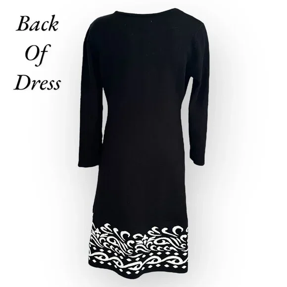 Jessica H Women's Black White Knit Sweater Dress Large - Picture 2 of 3